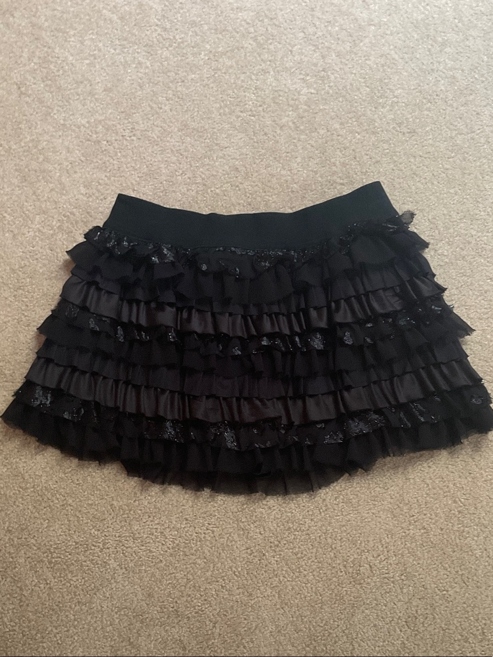 AKIRA Black Tiered Ruffle Mini Skirt
